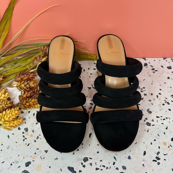 Sam Edelman Yukon Black Suede Strappy Women’s Wedge Cork Sandals Sz 7 - Picture 3 of 11
